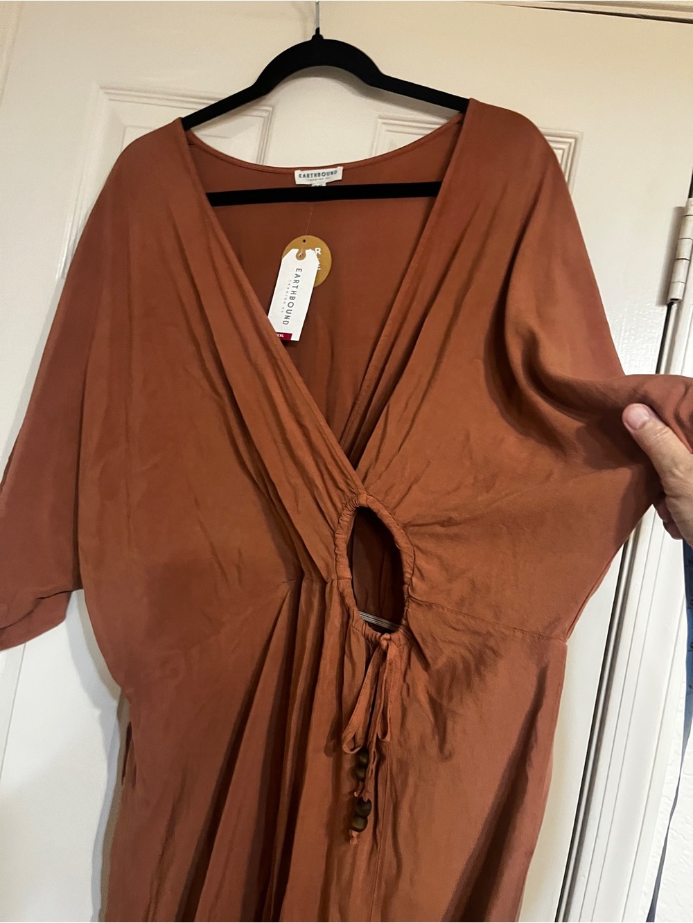 EARTHBOUND Burnt Orange Wrap-Front Midi Dress - Picture 6 of 10